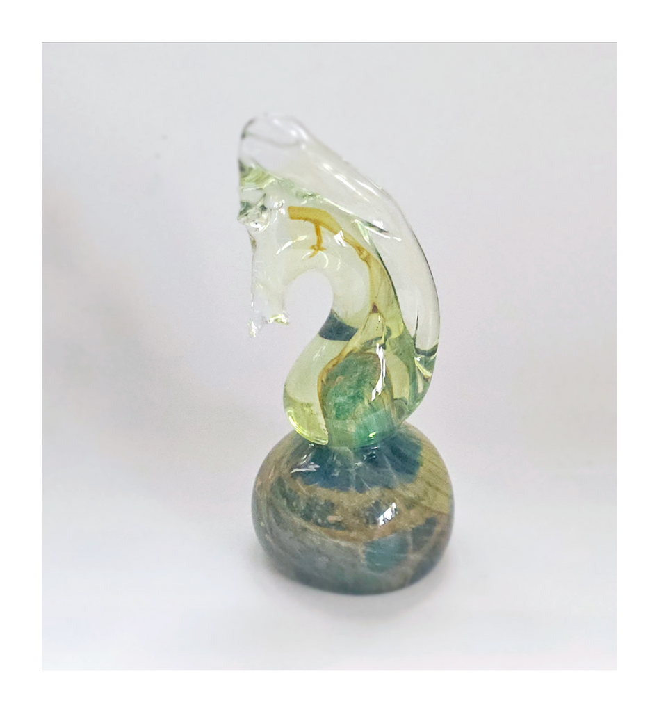 Vintage 1960's Mdina Studio Art Glass Seahorse Paperweight / Statuette