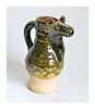 Rare Hand Made Earthenware Glazed Ceramic Creamer / Milk Jug with Nuzzle in Shape of a Ram's Head