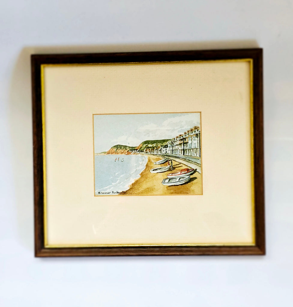 Signed print of a 1990's Watercolour Painting of Sidmouth Seafront View by Eleanor Ludgate