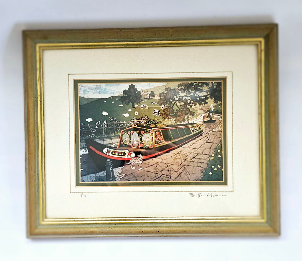 Buffy Robinson's 1990's Signed Original Limited Edition (18/500) framed Print of Batkin Painting of Canal Barges