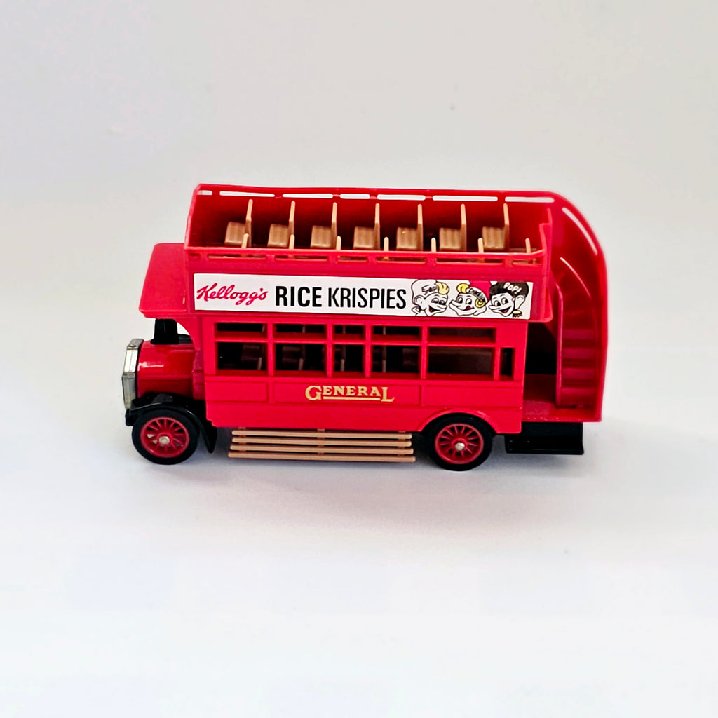 Vintage 1980's Matchbox Models of Yesteryear - Y23 1922 Aecomnibus, Promotional Model "Kellogg's Rice Krispies" Red Bus in its original box