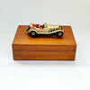 Rare Vintage Lesney 1928 Mercedes Benz Model Car Mounted on Wooden Cigarette Box