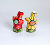 Rare Vintage Talavera Ceramic Hand Painted Hugging Salt and Pepper Shaker Set