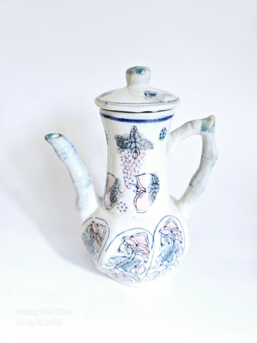 Vintage Chinese Hand Painted Ceramic Mini Coffeepot