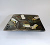 A beautiful Contemporary Hand Made and Hand Painted Ceramic Studio Art Pottery Square Plate signed by the artist as Dm