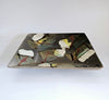 A beautiful Contemporary Hand Made and Hand Painted Ceramic Studio Art Pottery Square Plate signed by the artist as Dm