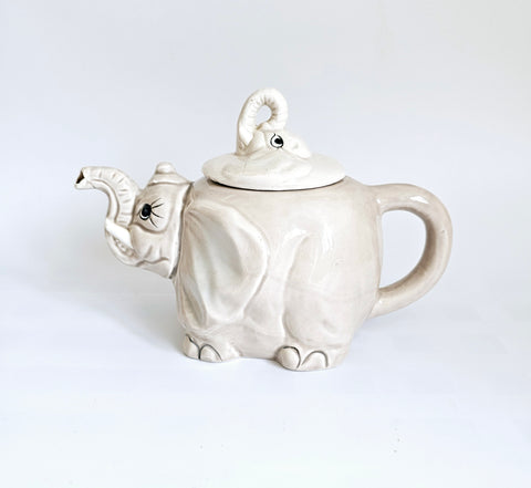 Vintage 1990's Retro Novelty Ceramic Teapot in Shape of an Elephant