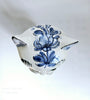 Rare Vintage 1950's Hand painted Floral Blue and White Ceramic Studio Pottery Log Necked Cat - made in Italy