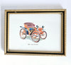 Rare Vintage 1960's Framed Colour Lithograph Print of 1896 Peugeot 4-hp Automobile