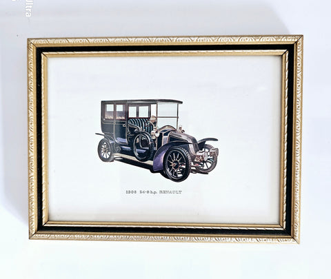 Rare Vintage 1960's Framed Colour Lithograph Print of 1906 Renault 24.8-hp Automobile (Copy)