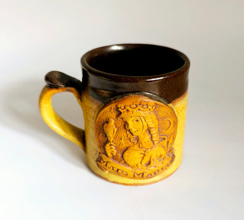 Rare Vintage 1950's Ceramic Earthenware Hand-Made Pottery Mug Featuring a 3D Design of Maid Marian from Tales of Robin Hood