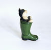 Vintage 1970's Leonardo Collection Kitten in Green Wellington Boot Figurine