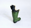 Vintage 1970's Leonardo Collection Kitten in Green Wellington Boot Figurine