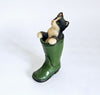 Vintage 1970's Leonardo Collection Kitten in Green Wellington Boot Figurine