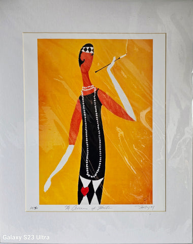Signed Rare Limited Edition Lithograph Print by Johnathan Hallgrey, Signed and Numbered (20/40), titled "The Queen of Hearts"