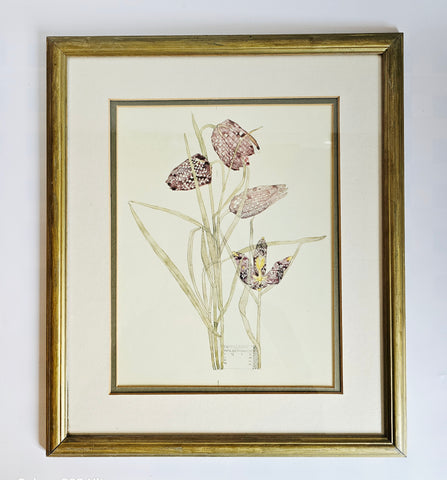 Rare Vintage Charles Rennie Mackintosh (1868 - 1928) Giclee Reproduction of Fritillaria, titled "The Snake's Head Fritillary"