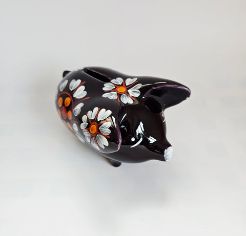 Rare Vintage 1960's Arthur Wood Pottery Glazed Ceramic Hand-painted Piggy Bank / Coin Bank-Model Number 5272