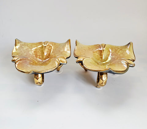 Rare Vintage Art Deco Style Leaf Designed Porcelain Bowls