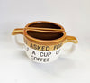 Vintage 1980's Novelty Two Half Coffee Cups / Mugs From Jamaica with the Caption "YOU ASKED FOR HALF A CUP OF COFFEE"