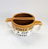 Vintage 1980's Novelty Two Half Coffee Cups / Mugs From Jamaica with the Caption "YOU ASKED FOR HALF A CUP OF COFFEE"