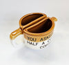 Vintage 1980's Novelty Two Half Coffee Cups / Mugs From Jamaica with the Caption "YOU ASKED FOR HALF A CUP OF COFFEE"