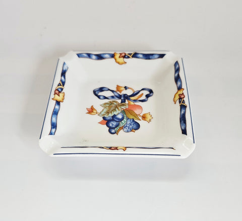 Vintage Bernardaud Lemoges Borghese Porcelain Square Ashtray / Pin Dish