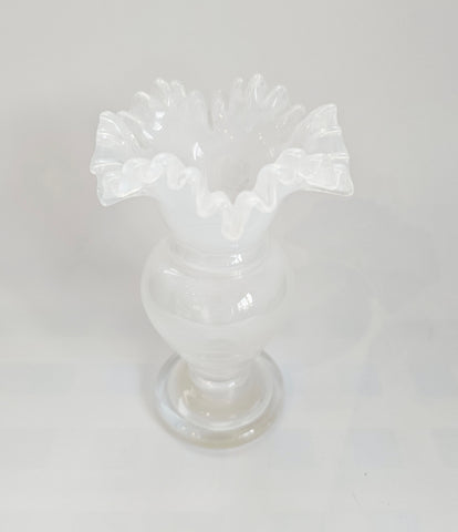 Rare Vintage 1960's Bohemian Small Opaline Glass Vase, from Czech Republic