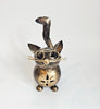 Charming Handcrafted Whimsical Critter Metal Cat Figurine Wearing Glasses