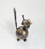 Charming Handcrafted Whimsical Critter Metal Cat Figurine Wearing Glasses