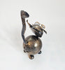 Charming Handcrafted Whimsical Critter Metal Cat Figurine Wearing Glasses