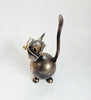 Charming Handcrafted Whimsical Critter Metal Cat Figurine Wearing Glasses