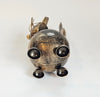 Charming Handcrafted Whimsical Critter Metal Cat Figurine Wearing Glasses