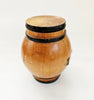 Novelty Vintage 1970's Hand Made Portuguese Souvenir Miniature Wooden Barrel Micro Bar with Tiny Bottles of Port Wine and Carved Wooden Cups