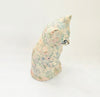 Rare Vintage Ceramic Floral Pink and Blue Decoupage Cat / Kitten Figurine