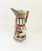 Vintage / Antique 1940's Hand Painted E. Radford Pottery Wine Pitcher / Jug with a Tavern Scene in Raised and Painted Relief
