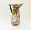 Vintage / Antique 1940's Hand Painted E. Radford Pottery Wine Pitcher / Jug with a Tavern Scene in Raised and Painted Relief