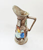 Vintage / Antique 1940's Hand Painted E. Radford Pottery Wine Pitcher / Jug with a Tavern Scene in Raised and Painted Relief