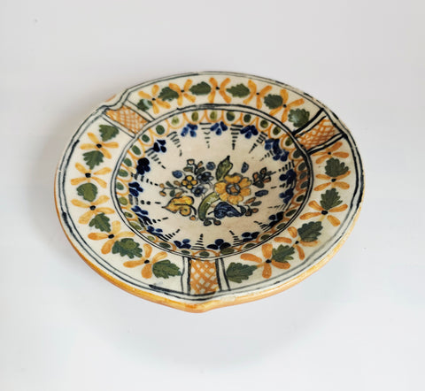 Vintage Hand-Painted Talavera Majolica Ceramic Bowl / Ashtray from Spain