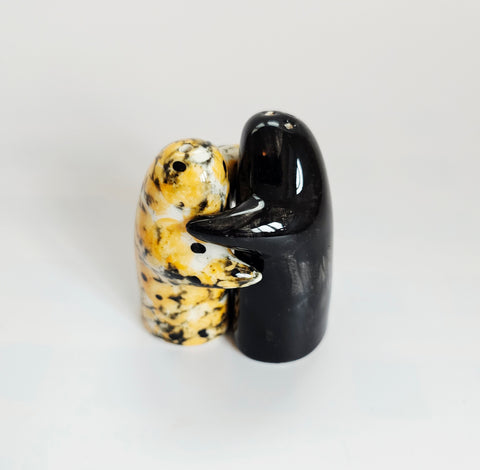 Collectible Set of "Ghost Hug" Glazed Ceramic Salt & Pepper Shakers Designed by Alberto Mantilla