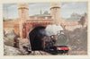 Framed Set of Collectible Vintage Railway Postcards, Featuring Historic Trains and Tunnels, Specifically Depicting the Clayton Tunnel on the London to Brighton Line