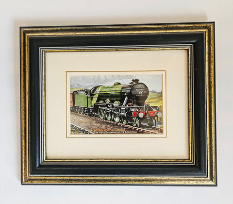 Rare Vintage 1960's Framed Postcard Titled "London and North Eastern Railway - The Flying Scotsman on the G.N. Section"