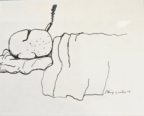 Rare Framed Lithograph print of Philip Guston's Line Drawing, Titled "Smoking in Bed", Dated 1974