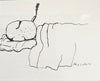 Rare Framed Lithograph print of Philip Guston's Line Drawing, Titled "Smoking in Bed", Dated 1974