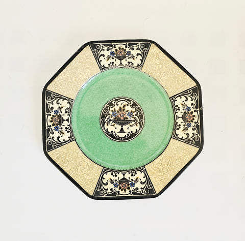 Antique 1920s Wedgwood & Co "Nanette" Octagonal Plate | Turquoise Art Deco