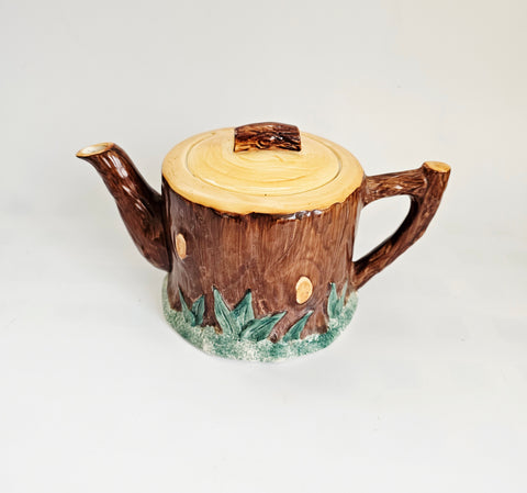Vintage 1950s Staffordshire Keele St. Pottery Tree Stump Novelty Teapot