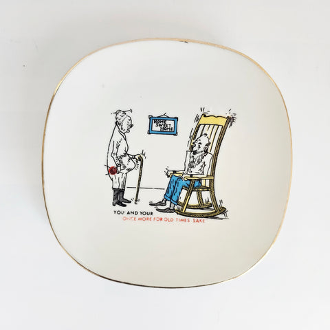 Rare Vintage 1950s Kitsch Adult Novelty Dish • "Once More For Old Times Sake" Pin Tray