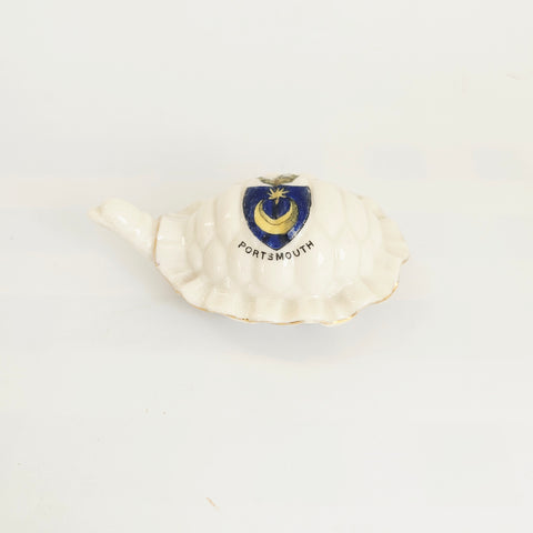 Vintage Grafton China Crested Ware "Tortoise" Figurine with Portsmouth Crest – Circa 1913