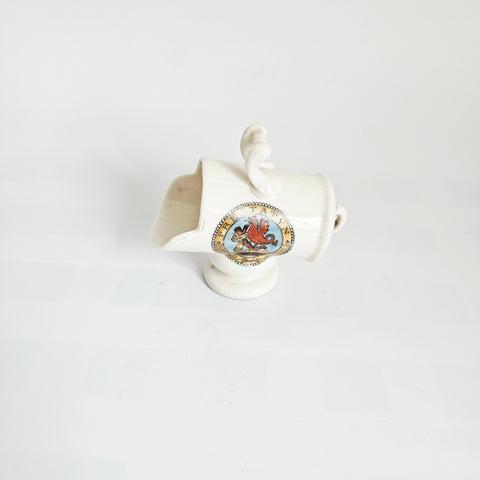 Vintage 1920s Gemma China Crested Ware "Coal Scuttle" Miniature (Prestatyn Crest)