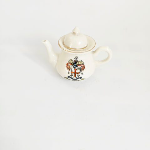Vintage 1920s Diamond China Crested Ware Miniature "Teapot" (Wolverhampton Crest)
