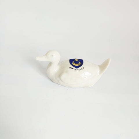Vintage 1913s Grafton China Crested Ware "Duck" Figurine with Portsmouth Crest
